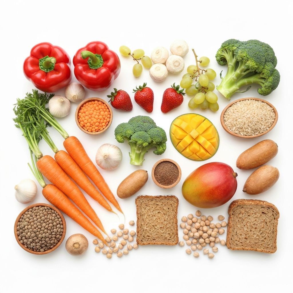 Diverse nutritious foods illustrating variety in natural nutrition